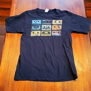 Unisex/Mens- size Small retro/vintage Cassette Tape Black Tee.